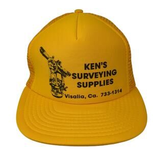 Ken's Surveying Supplies Trucker Hat Yellow OS Adjustable Mesh Back Sportscap